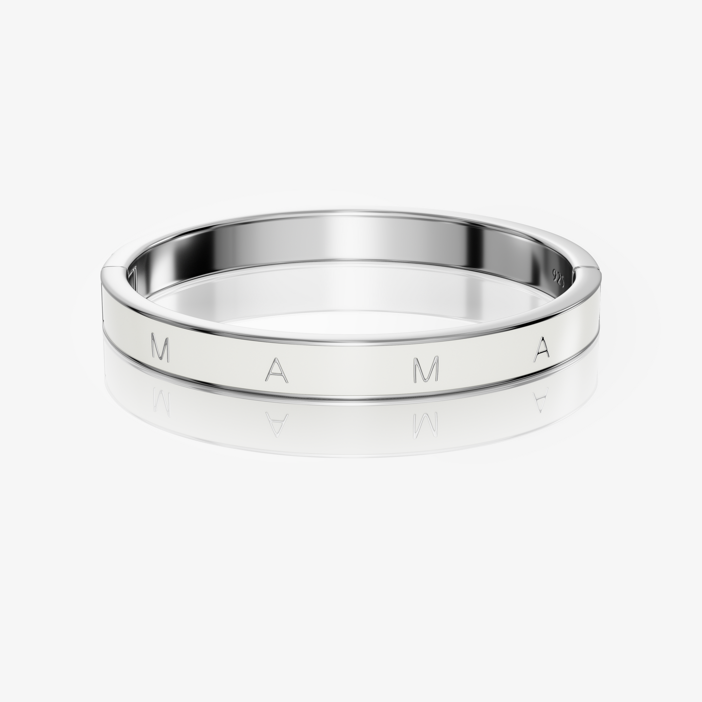 Minimalist Vivi Coo motherhood bracelet with Mama lettering in sterling silver