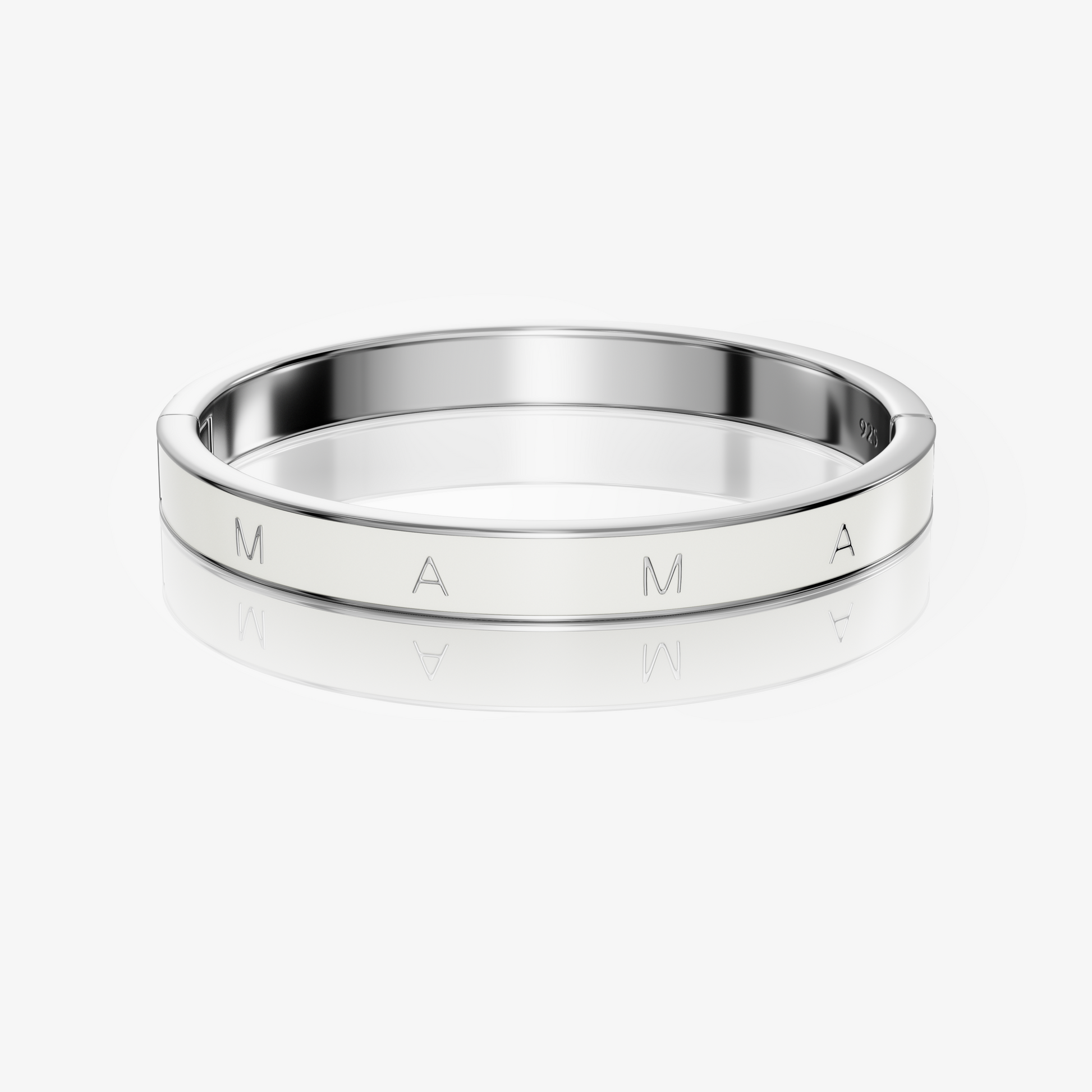 Minimalist Vivi Coo motherhood bracelet with Mama lettering in sterling silver