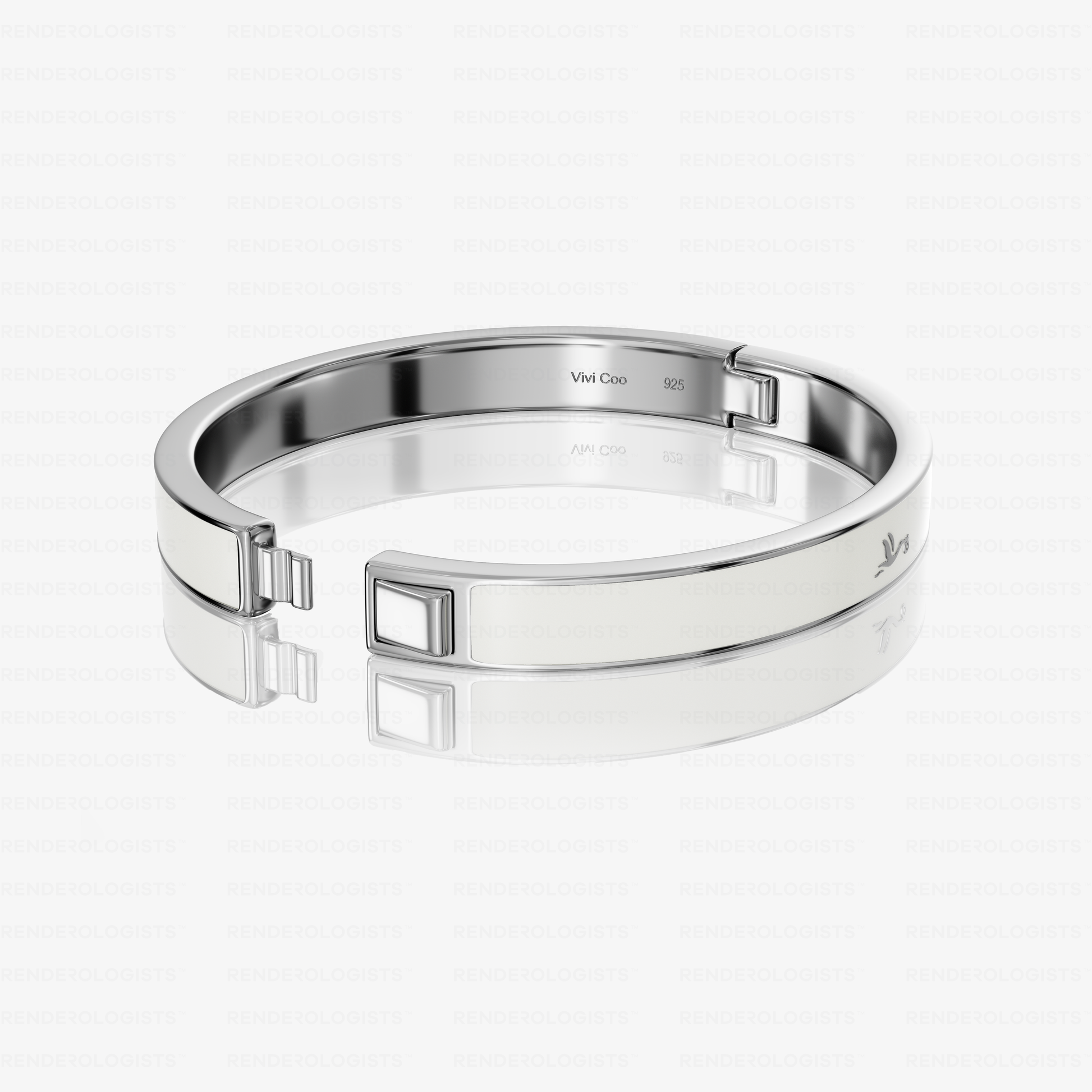 Sterling silver Vivi Coo motherhood bracelet with button fastening, side view