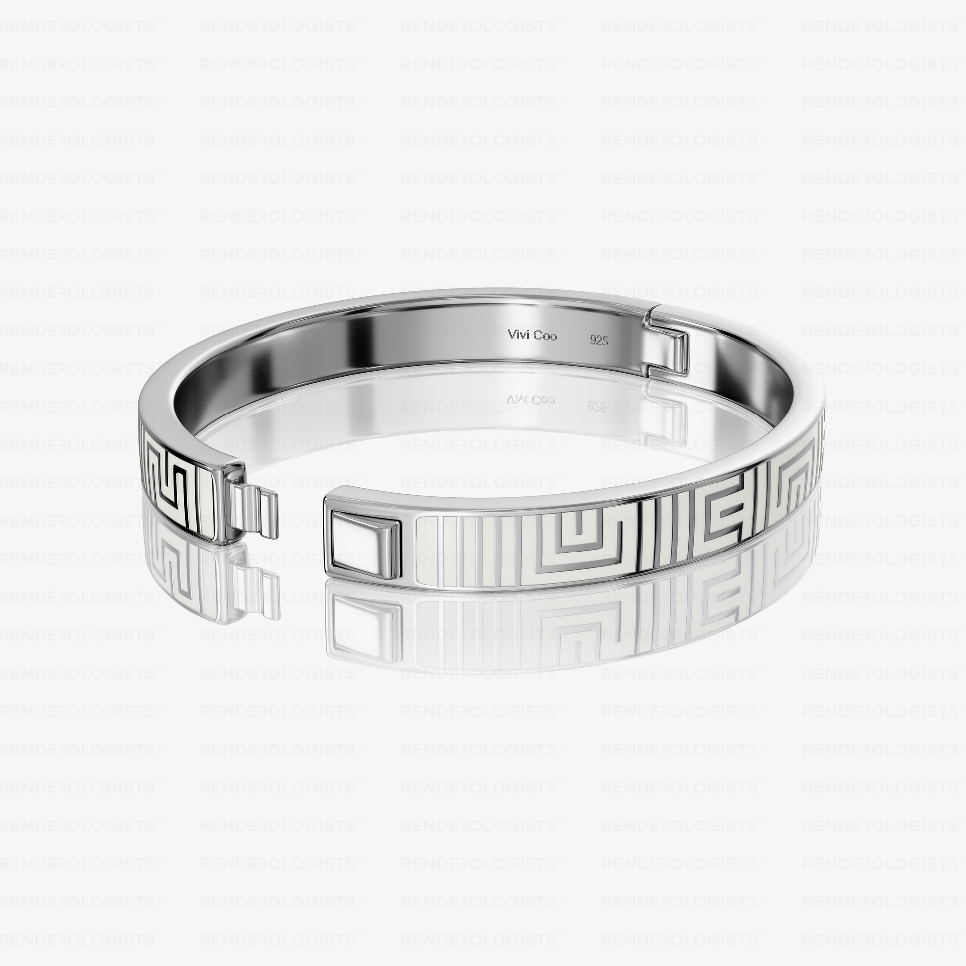 Motherhood Vivi Coo Tapuat bracelet with geometric design in sterling silver, open button fastening